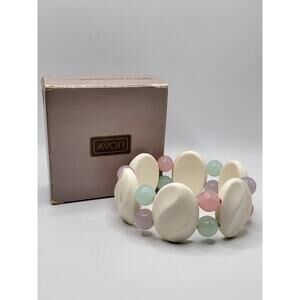 NOS Avon Shades of Spring Pastel Resin Stretch Bracelet 1980s with Box